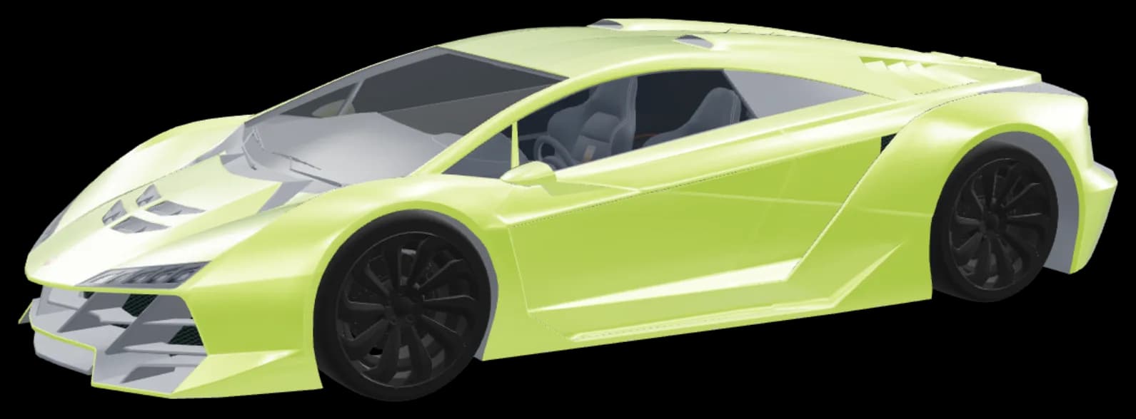 A lime green sports car, rendered in the editor’s 3D view.